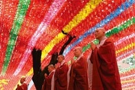 「ちびっこ僧侶」が寺に入る準備を進める・韓国曹渓寺