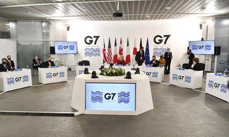 Ｇ７外相は１２日の英中部リバプールでの会合後に声明を出し、ロシアがウクライナに軍事侵攻すれば「非常に重大な結果と深刻な代償」を伴うと警告して緊張緩和を求めた。同会合で代表撮影（２０２１年　ロイター）