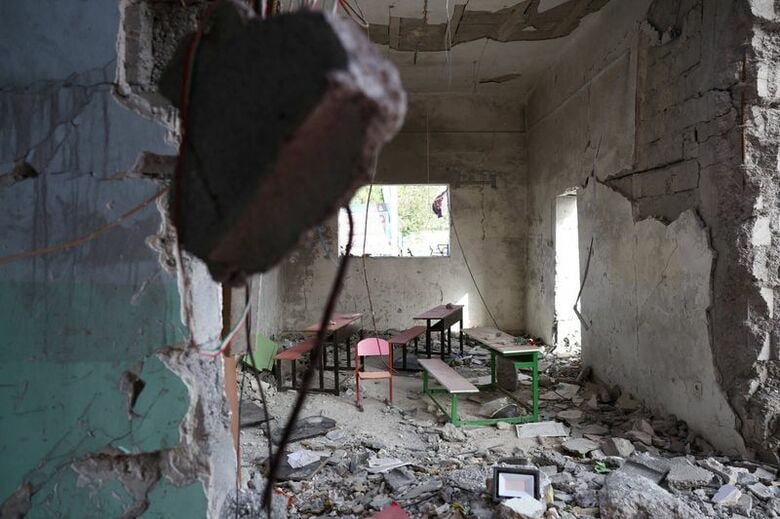 2月28日の空爆で被害を受けたイランのミナブにある学校。5月21日撮影　 Majid Asgaripour/WANA (West Asia News Agency) via REUTERS