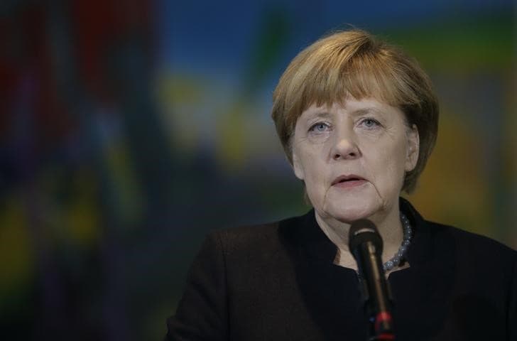 　１１月１４日、米大統領選でのトランプ氏勝利は世界中の米同盟国に衝撃を与えたが、中でも最大の痛撃を感じているのはドイツだろう。写真はメルケル独首相。ベルリンで撮影（２０１６年　ロイター/Axel Schmidt）