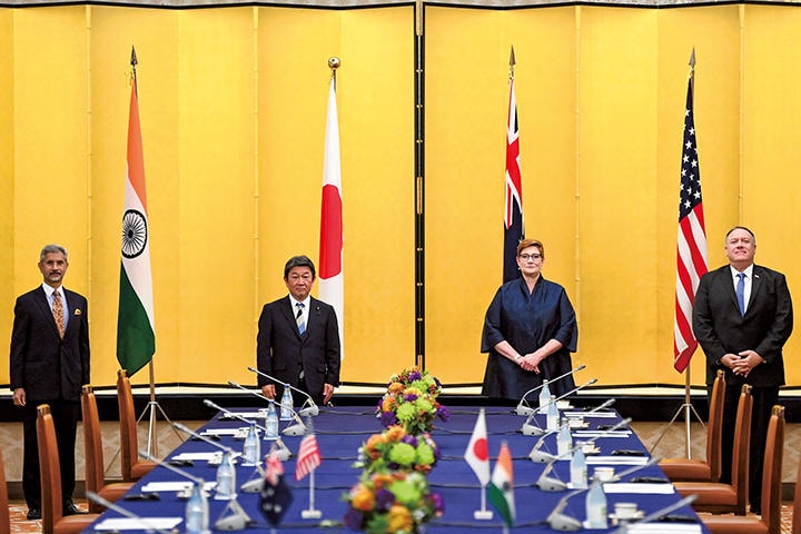 日米豪印外相会談で4カ国の結束をアピールしたが（昨年10月、東京）　CHARLY TRIBALLEAU-POOL-REUTERS