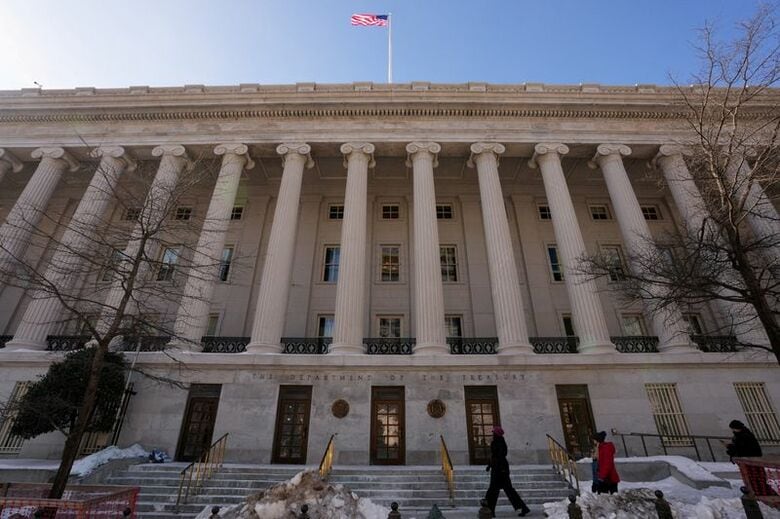 米財務省。2月1日、米ワシントンで撮影。REUTERS/Ken Cedeno