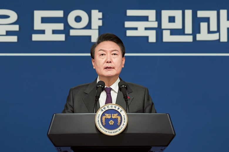 徴用工問題の解決に意欲を見せる尹　SOUTH KOREA PRESIDENTIAL OFFICEｰAP/AFLO