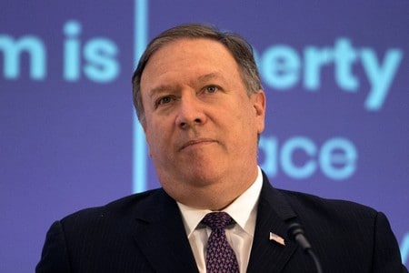 　９月１８日、ポンペオ米国務長官は北朝鮮を巡って、２７日に国連安全保障理事会の会合を主宰する。米国務省報道官が明らかにした。写真はワシントンで７月撮影（２０１８年　ロイター/Alex Wroblewski）