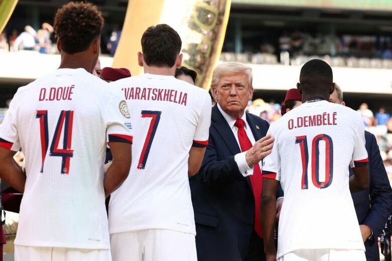 米ニュージャージー州メットライフ・スタジアムで行われたＦＩＦＡクラブワールドカップ決勝で。2025年7月撮影。REUTERS/Kevin Lamarque/Pool