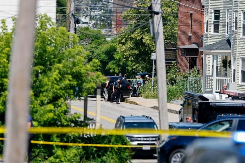 7月13日、米メイン州ビデフォードで米国移民税関執行局が関与した銃撃事件の現場。 REUTERS/CJ Gunther