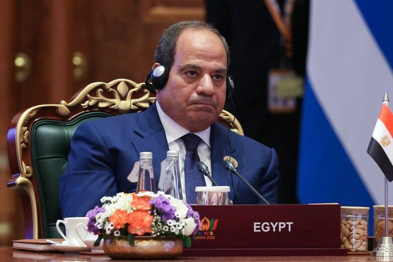 エジプトのシシ大統領。インド・ニューデリーで開催されたＢＲＩＣＳサミットで１３日撮影の提供写真。Sputnik/Alexander Kazakov/Pool via REUTERS