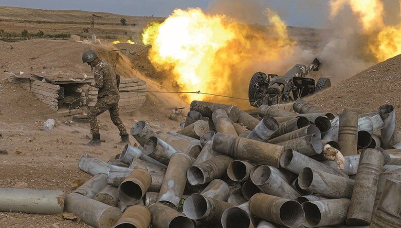 ナゴルノカラバフ紛争時のアルメニア兵（2020年）　PRESS OFFICE OF ARMENIAN DEFENSE MINISTRYｰPAN PHOTOｰHANDOUTｰREUTERS