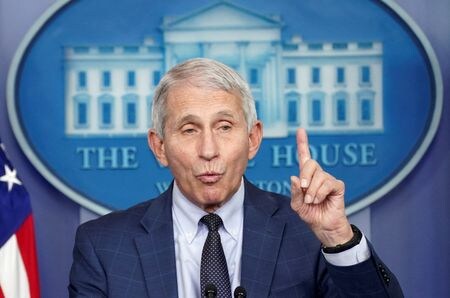 米バイデン政権のファウチ首席医療顧問（８１）は２２日、１２月に退任すると発表した。２０２１年１２月撮影（２０２２年　ロイター/Kevin Lamarque/File Photo）