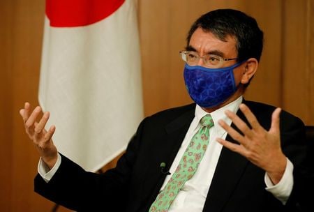 　１月１４日、河野太郎行革担当相は、「ロイターネクスト」会合でのインタビューで、今年夏の東京五輪については行われない可能性も含め先行き不透明だとしつつ、開催に最善を尽くす考えを示した。写真は都内で２０２０年９月撮影（２０２１年　ロイター/Kim Kyung-Hoon）