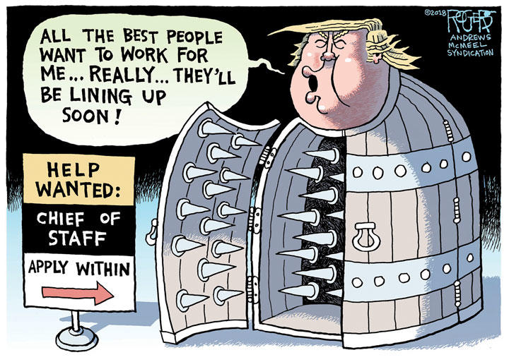 Trump\'s Iron Maiden  (c) 2019 ROGERS─ANDREWS McMEEL SYNDICATION