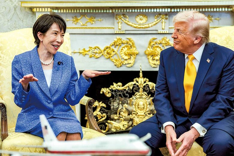 トランプとホワイトハウスで会談した高市早苗首相（3月19日）　EVELYN HOCKSTEIN-REUTERS