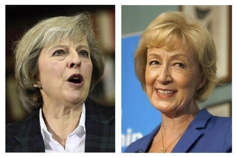 　７月７日、英保守党首選はメイ氏とレッドソム氏の２人が決選投票に進むことが決まり、サッチャー氏以来の女性首相が誕生することが固まった。写真左がメイ氏、右がレッドソム氏。（２０１６年　ロイター）