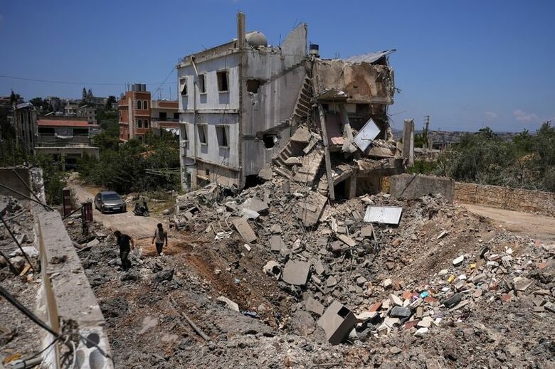 2026年6月16日、レバノンのナバティエ地区、イスラエルによる空爆の現場。