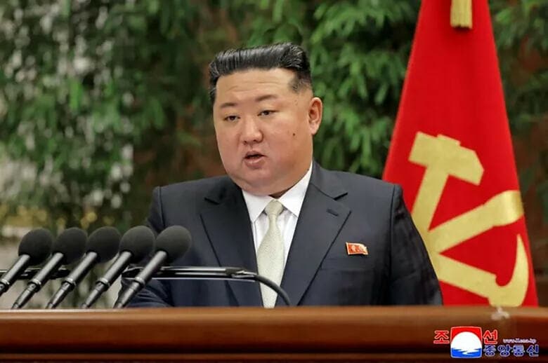 写真は２月、北朝鮮の朝鮮労働党第９回大会で演説する金正恩総書記　ＫＣＮＡ提供