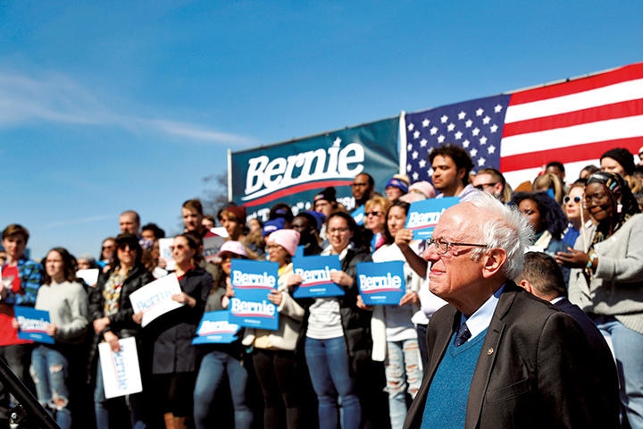 長年ぶれることなく社会主義的な政策を掲げた老政治家は若者に圧倒的に支持されたが　LUCUS JACKSON-REUTERS
