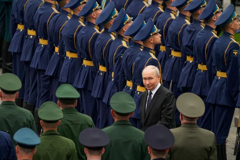 写真はモスクワでの式典に出席するプーチン大統領。6月22日代表撮影。REUTERS