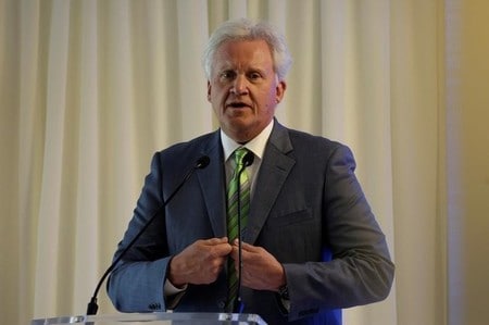 　６月１２日、米大手複合企業ゼネラル・エレクトリック（ＧＥ）は、ジェフ・イメルト最高経営責任者（６１、写真）が退任すると発表した。５月撮影（２０１７年　ロイター/Daniel Becerril）
