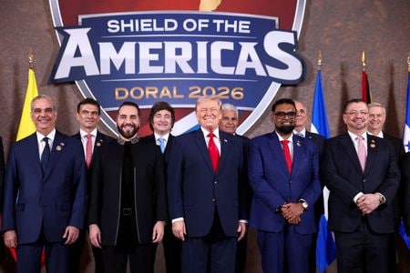 3月7日、米フロリダ州マイアミで開催された「米州の盾（シールド・オブ・ジ・アメリカズ）」サミットの様子。REUTERS/Kevin Lamarque