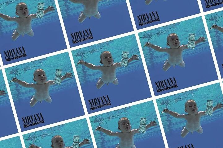 ロック史に残るニルヴァーナのアルバム『ネヴァーマインド』(1991年)のジャケットデザインが児童ポルノと訴えられた　PHOTO ILLUSTRATION BY SLATE