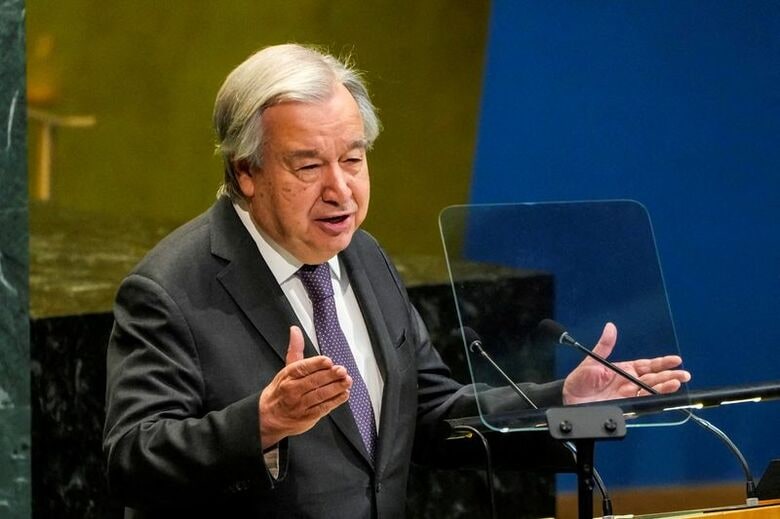 国連のグテレス事務総長。4月27日、米ニューヨークの国連本部で撮影。  REUTERS/Eduardo Munoz/File Photo