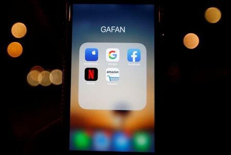 　２７日からの米株式市場は、相次いで発表されるハイテクおよびインターネット関連企業の決算に注目が集まる見込み。２０１９年１２月撮影（２０２０年ロイター/Regis Duvignau）