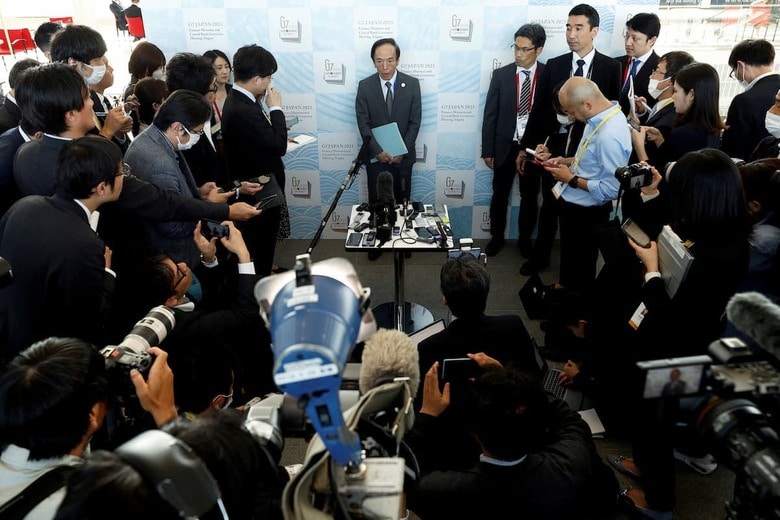 Ｇ７財務相・中央銀行総裁会議で会見する植田和男・日銀総裁　Kiyoshi Ota/REUTERS