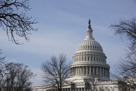 　７月２５日、米上院は、半導体や人工知能（ＡＩ）など中国の技術への投資について米企業に連邦政府機関への報告を義務付ける案を圧倒的多数で支持した。写真は米連邦議会議事堂。ワシントンで２月撮影（２０２３年　ロイター／Elizabeth Frantz）
