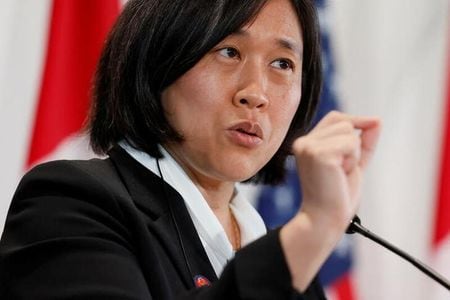 　１２月１３日、米通商代表部（ＵＳＴＲ）のタイ代表は、特恵関税制度を定めた通商プログラム「アフリカ成長機会法」について、もはやアフリカ約４０カ国の開発を後押しするには十分ではなく、投資の改善に焦点を当てる必要があると述べた。写真はオタワで５月撮影（２０２２年　ロイター／Blair Gable）