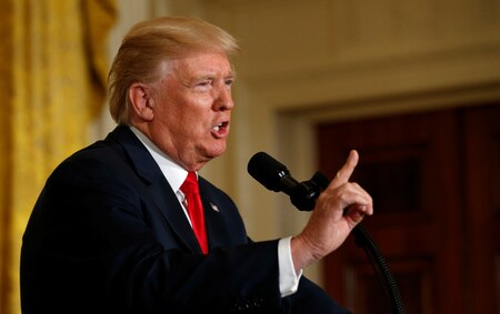 　８月２９日、トランプ米大統領は、北朝鮮が弾道ミサイル１発を発射したことへの対応について、すべての選択肢が検討対象となるとの見解を示した。前日撮影（２０１７年　ロイター／Kevin Lamarque）
