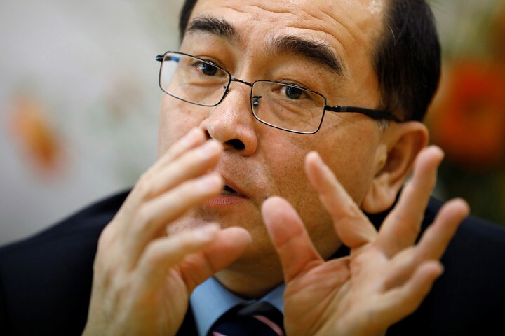 2016年に亡命した北朝鮮の元高官テ・ヨンホは自らを危険に晒しながらも積極的に発言している　Kim Hong-Ji-REUTERS