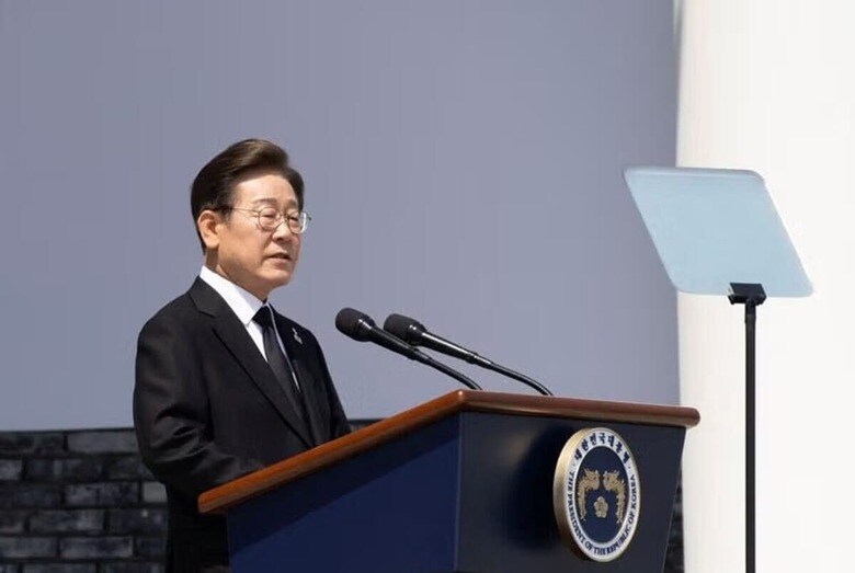 韓国の情報機関、国家情報院の院長候補に指名された李鍾ソク氏は１９日、北朝鮮が韓国に核攻撃を仕掛けた場合、米国は核兵器で北朝鮮を攻撃するとの見方を示した。写真は韓国の李在明大統領、６日、ソウルで代表撮影（２０２５年　ロイター）