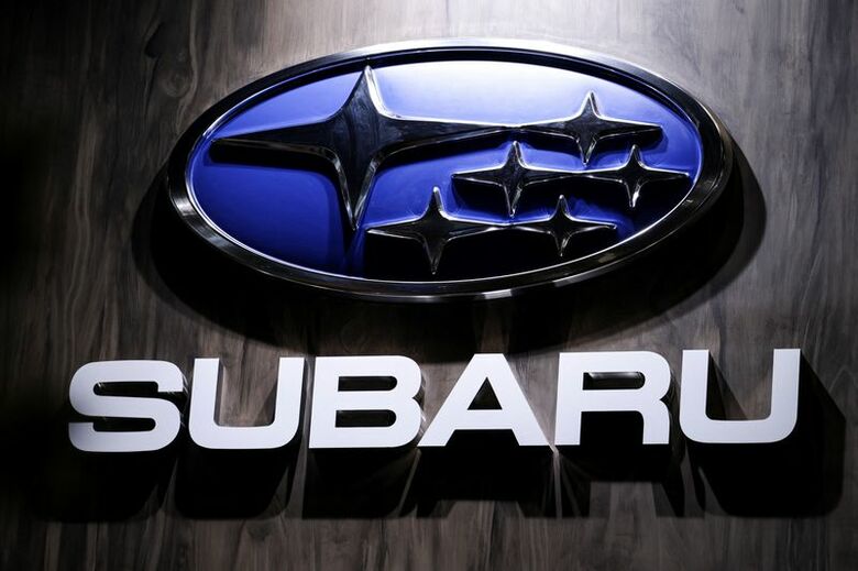 写真はＳＵＢＡＲＵ（スバル）のロゴ。4月1日、米ニューヨーク市で撮影。REUTERS/Jeenah Moon