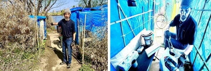 荒川河川敷のホームレス