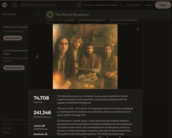 スポティファイのザ・ベルベット・サンダウンのページ