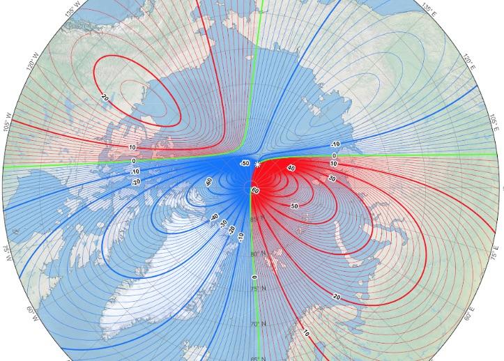 地球の北磁極はカナダからシベリアに向けて移動している　NOAA NCEI/CIRES