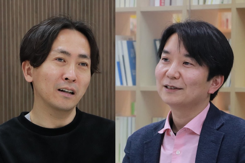 小野壮彦（グロービズ・キャピタル・パートナーズ　ディレクター）、大賀康史（フライヤー代表取締役CEO）　flier提供