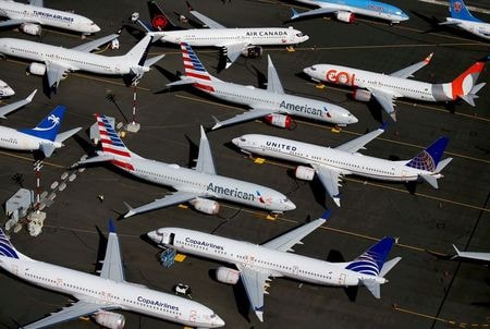 　５月１２日、米ボーイングは、旅客機「７３７ＭＡＸ」の約１００機に影響が出た電気系統の問題を巡り、米連邦航空局（ＦＡＡ）が改修を承認したと明らかにした。写真はシアトルで２０１９年７月撮影（２０２１年　ロイター／Lindsey Wasson）