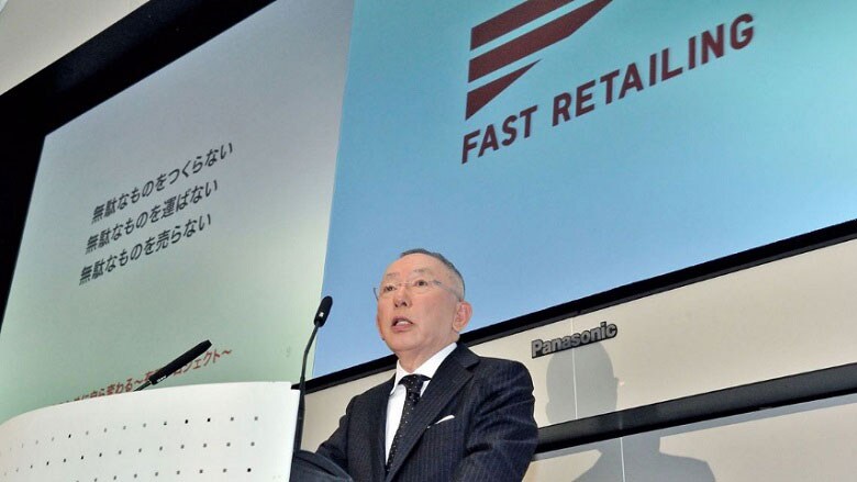 ファーストリテイリングの柳井正会長兼社長は10月12日の決算会見で、海外事業について「リスクはない」と強調した（撮影：梅谷秀司）