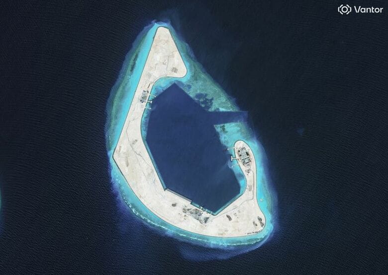 羚羊礁（アンテロープ礁）の衛星写真。7月19日撮影。Vantor/Handout via REUTERS