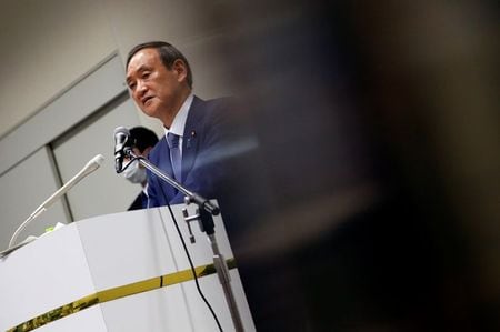 　９月１６日　菅義偉首相は就任後初の記者会見で、新型コロナウイルスの危機を乗り越え、国民が安心した生活を取り戻すため、安倍晋三政権の取り組みを継承して前に進めることが私の使命だと語った。写真は自民党総裁選の出馬表明で会見した菅氏。９月２日、東京で撮影（２０２０年　ロイター/Issei Kato）