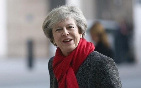 　１月２３日、英国のメイ首相（写真）が今週行われるトランプ米大統領との会談で、自由貿易の重要性のほか、イラン核問題をめぐる合意に対する支持を強調することを、首相報道官が明らかにした。２２日撮影（２０１７年　ロイター/Neil Hall）