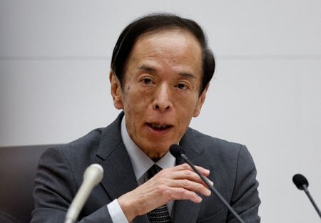 　１１月６日、日銀の植田和男総裁（写真）は、名古屋市での金融経済懇談会であいさつし、現時点では２％物価目標の持続的・安定的な実現を「十分な確度をもって見通せる状況にはなお至っていない」との認識を示した。写真は都内で４月撮影（２０２３年　ロイター／Issei Kato）