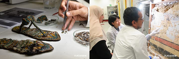 ツタンカーメンのサンダルの修復作業と壁画の診断分析