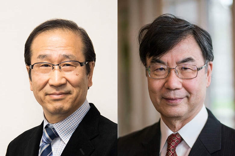 左から北川進・京都大学特別教授、坂口志文・大阪大学特別栄誉教授　From Left：Kyoto University via Sipa USA via Reuters Connect, Frank Rumpenhorst/dpa via Reuters Connect