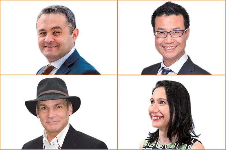 （左上から時計回りに）石野シャハラン、周来友、西村カリン、トニー・ラズロ　NEWSWEEK JAPAN