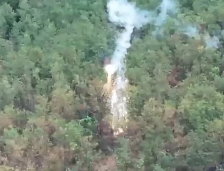 炎のメスで森林を切り裂くウクライナ軍の画期的新兵器「ドラゴン・ドローン」　（9月4日、ウクライナ）　42nd Mechanized Brigade/Ukraine\'s Defence Ministry