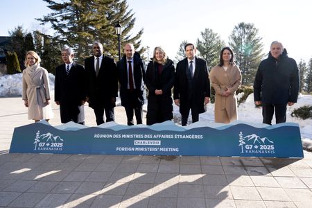 １２─１４日にカナダ・ケベック州で開催されている会合主要７カ国（Ｇ７）外相会談は、結束を示すことを目的とした共同声明で合意に達した。（２０２５年　ロイターSAUL LOEB/Pool via REUTERS）