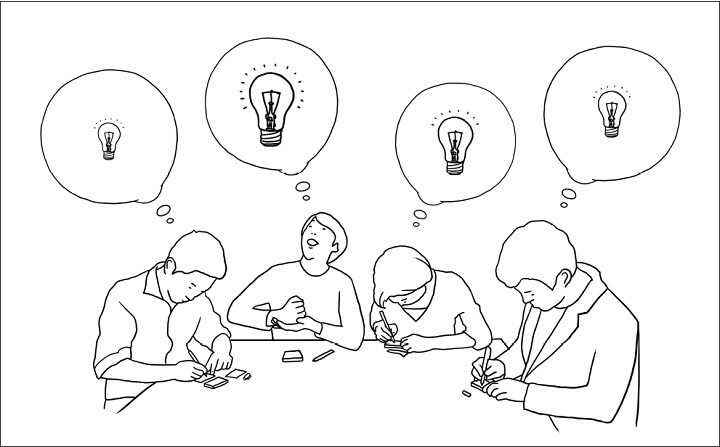 開発者や営業職などデザイナー以外の関係者が持つアイデアも共有し、解決策に結びつけるのが「行為のデザイン」（『問題解決に効く「行為のデザイン」思考法』より）