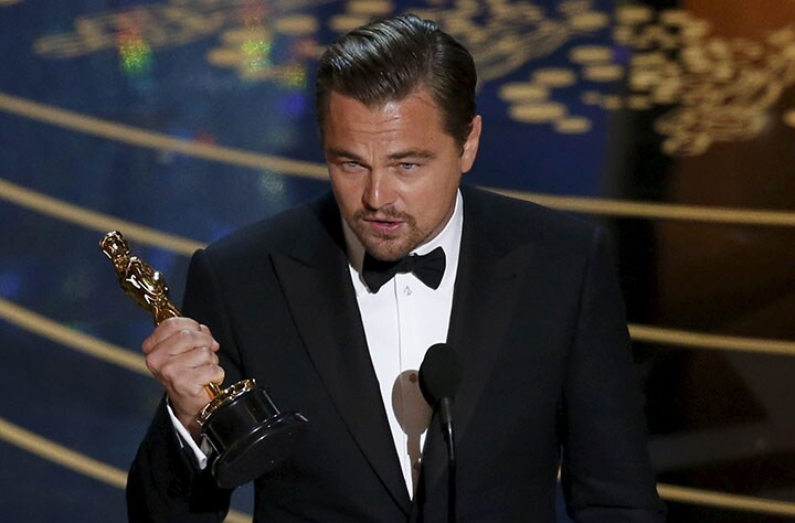 昨年初めてオスカーを手にしたディカプリオ　Mario Anzuoni--REUTERS